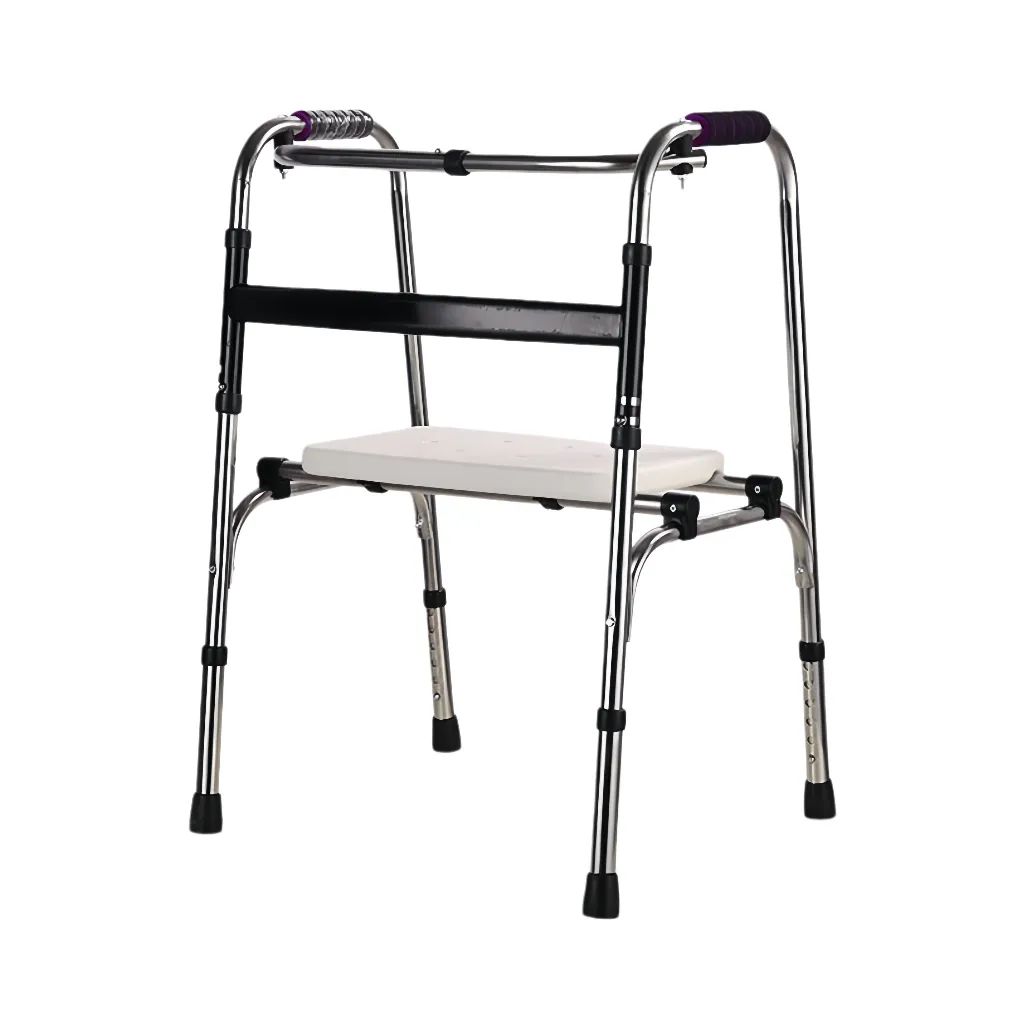 Elderly Disabled Aluminum Travel Folding Walker With Seat