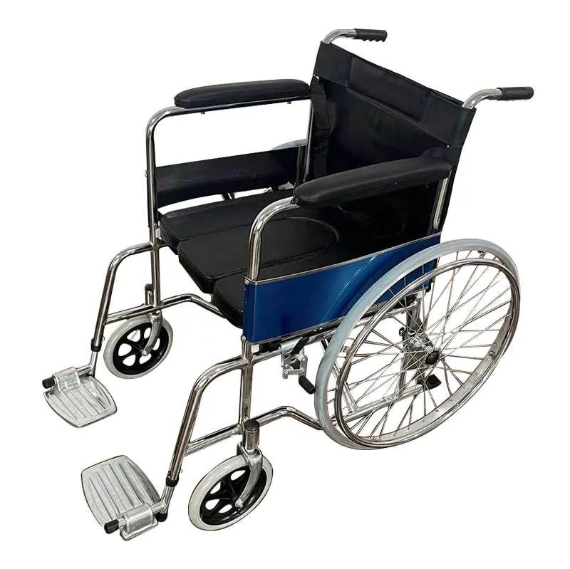 Disabled Foldable Lightweight Toilet Commode Manual Wheelchair