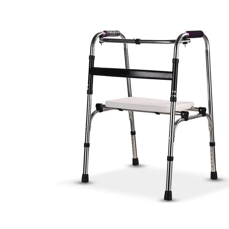 Elderly Disabled Aluminum Travel Folding Walker With Seat