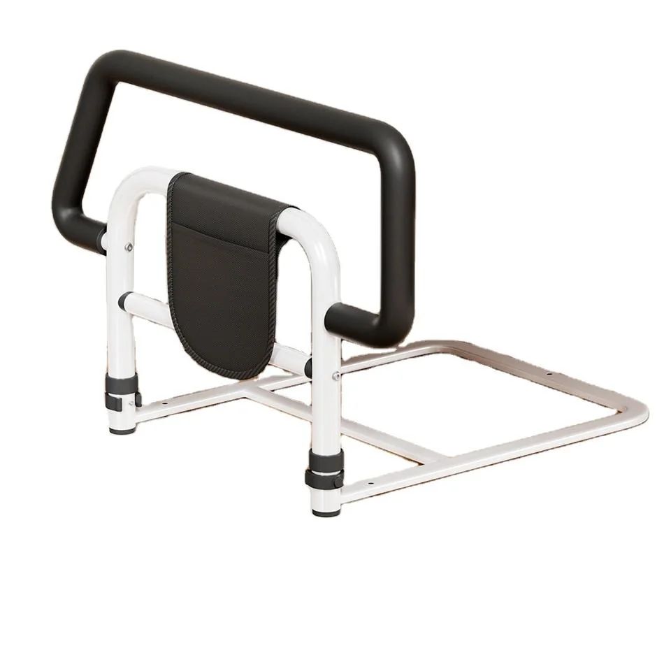Dual-Bar Adjustable Metal Bed Assist Rail Seniors Safety Home Rehabilitation
