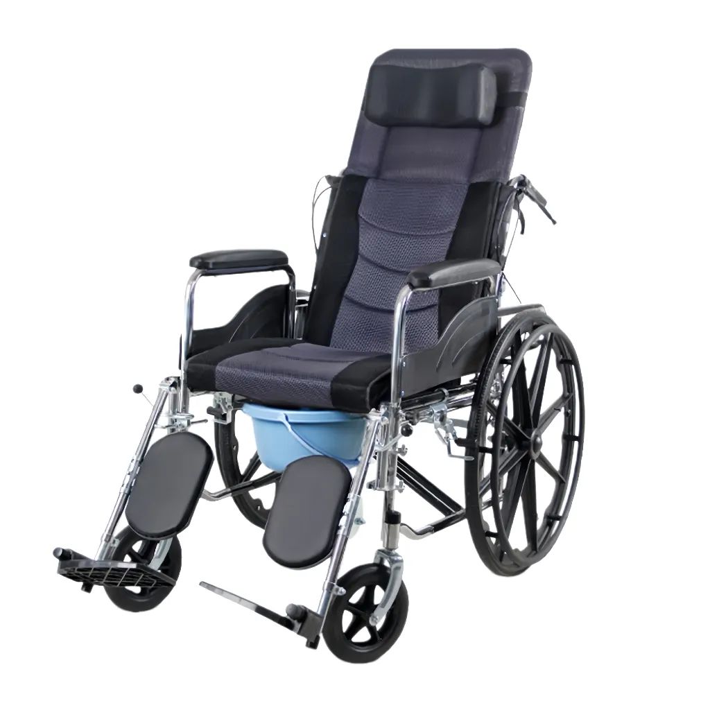 Economic Lightweight Folding Manual Wheelchair Reclining Commode
