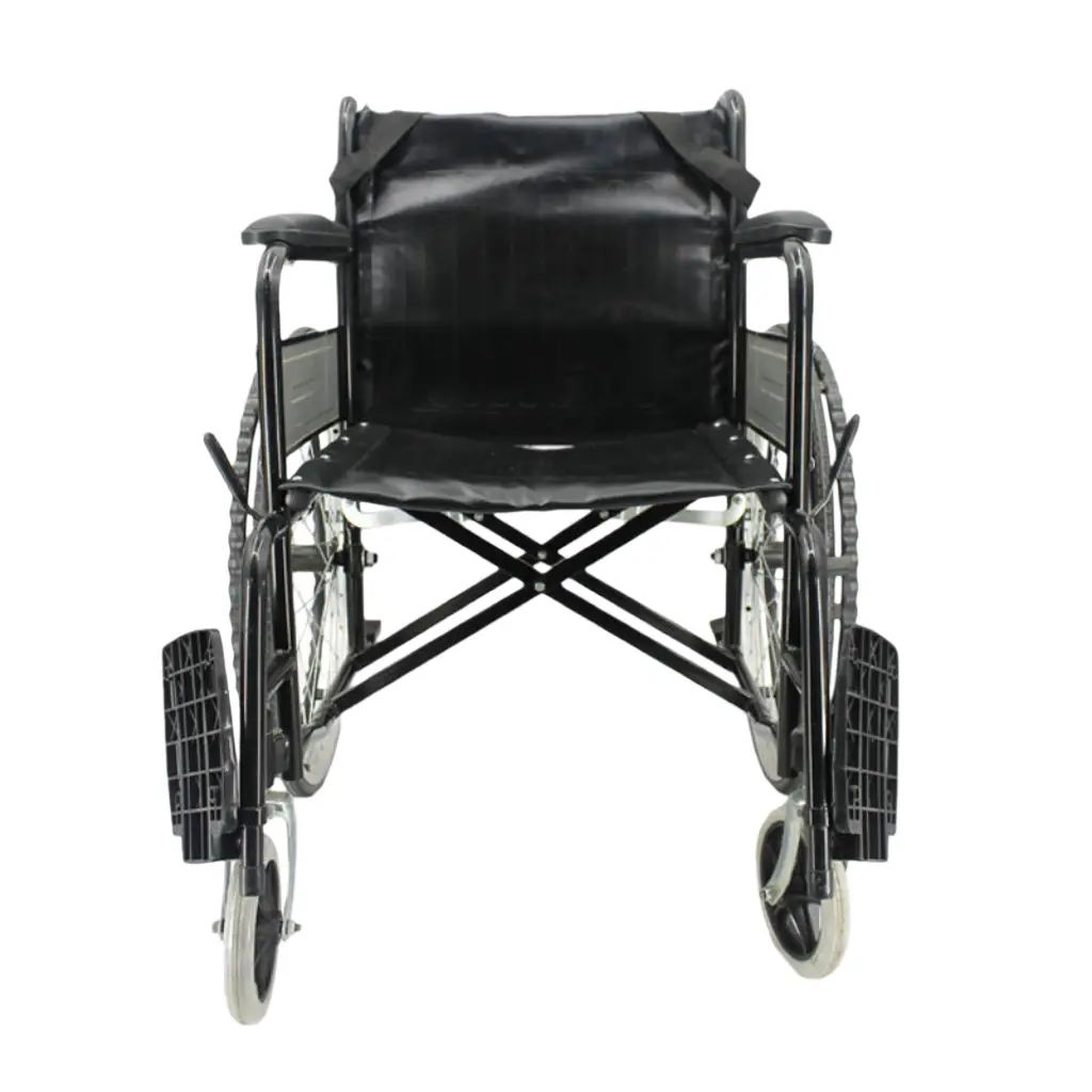 Economy Folding Chromed Steel Self Propelled Manual Steel Wheelchair With Solid Wheels