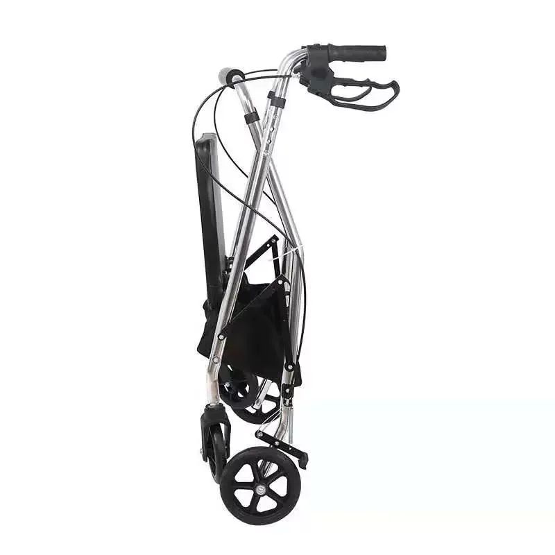 Foldable Seniors Rollator Walker With Seat Backrest And Adjustable Heigt
