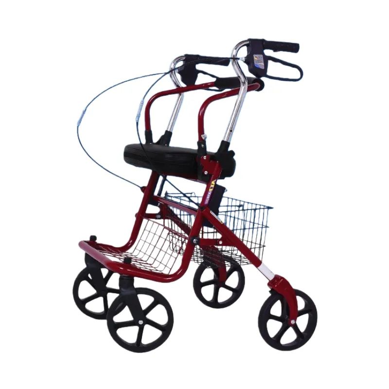 Foldable Seniors Rollator Walker With Seat Backrest And Adjustable Heigt