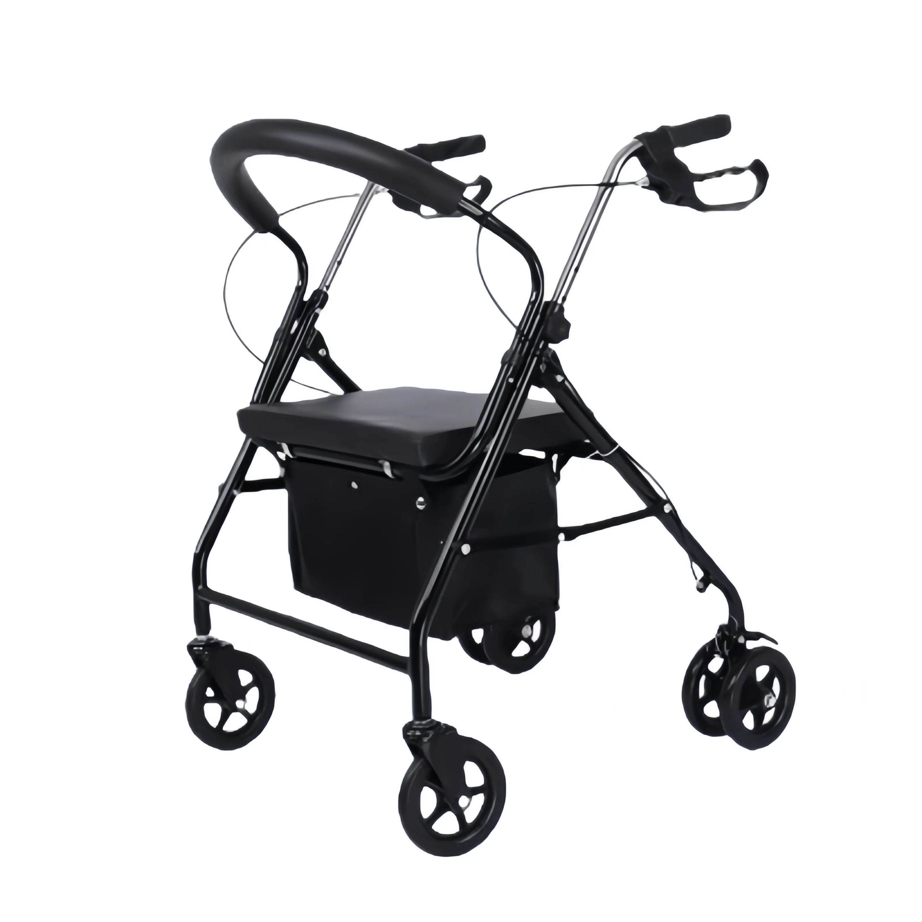 Foldable Seniors Rollator Walker With Seat Backrest And Adjustable Heigt
