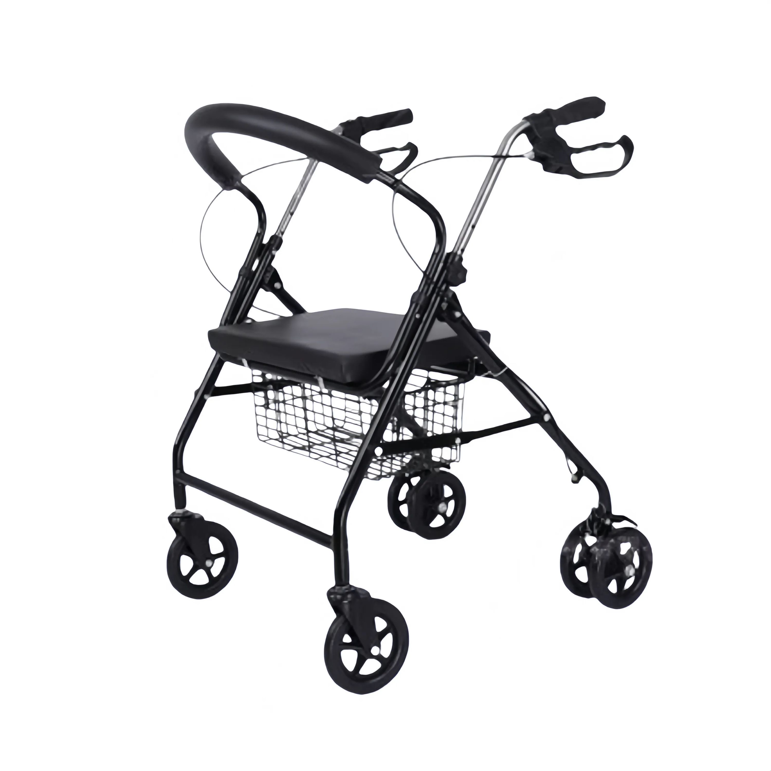 Foldable Seniors Rollator Walker With Seat Backrest And Adjustable Heigt