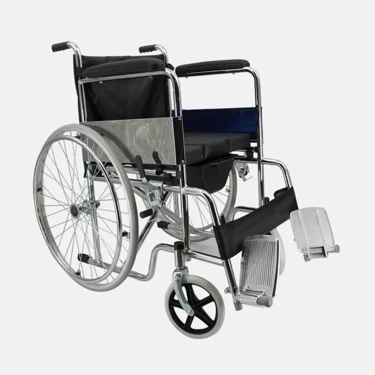 Manual Toilet Commode Shower Folding Wheelchair