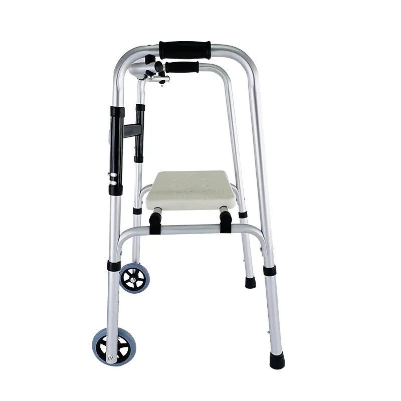 Elderly Disabled Aluminum Travel Folding Walker With Seat