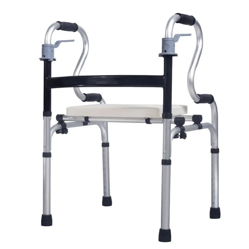 Elderly Disabled Aluminum Travel Folding Walker With Detachable Storage Bag