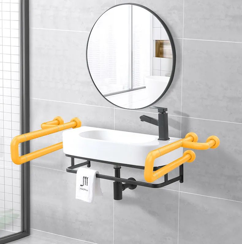 ABS Bathroom U-shaped Fixed Armrest Safety Grab Bar Anti-slip For Elderly Care