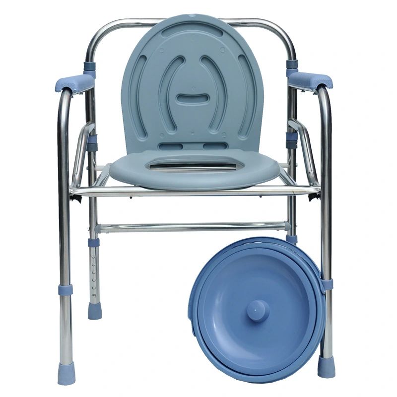 Aluminum Medical Folding Commode Chair Portable Adjustable Commode Chair