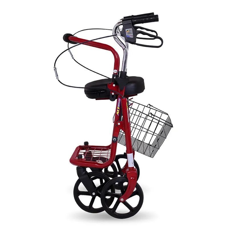 Foldable Seniors Rollator Walker With Seat Backrest And Adjustable Heigt